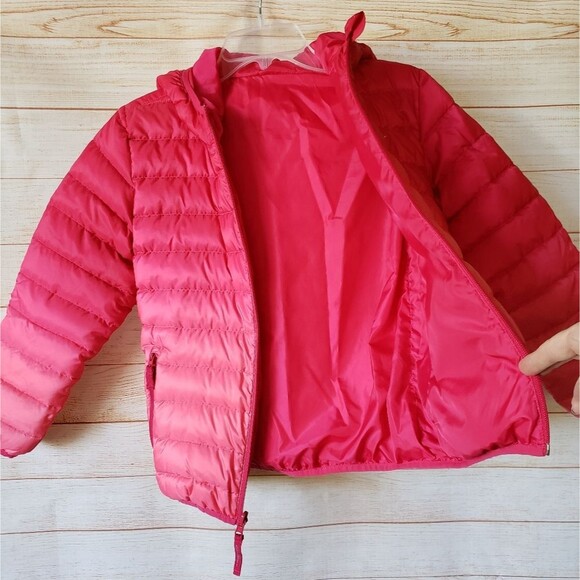 Eddie Bauer Kid's Reversible Quilted Puffer Jacket Hood Winter Snow Medium Pink - Picture 6 of 11